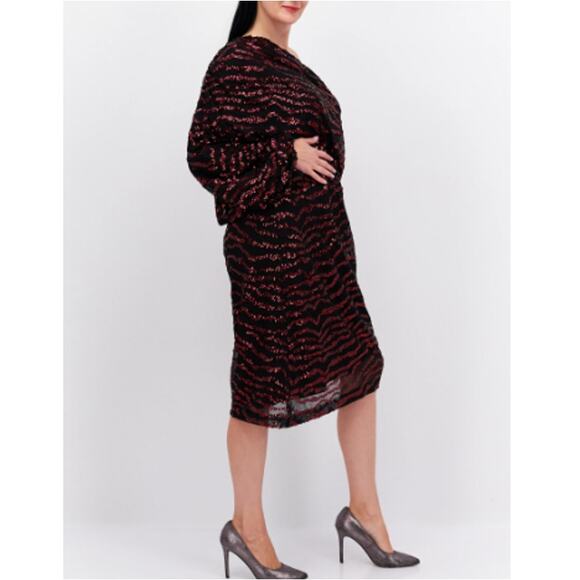 CITY CHIC Women's Ruby Sequin Stripe Mini Dress Size M/18 - Picture 3 of 10